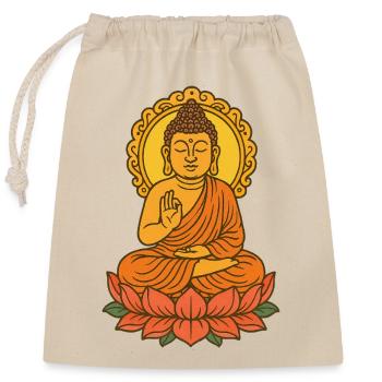 Meditatives Buddha-auf-Lotus-Design - Verschließbarer Geschenkbeutel aus Baumwolle (25x30cm) - Natur - Vorne