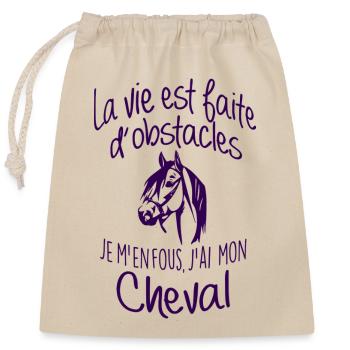Citation Cheval Équestre Equitation Chevaux Humour - Sac cadeau en coton avec cordon (25 x 30 cm) - nature - Devant
