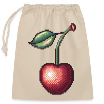 Cerise Pixel Rétro - Sac cadeau en coton avec cordon (25 x 30 cm) - nature - Devant