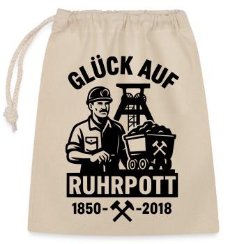 Glück Auf Ruhrpott Bergbau Zeche Kohle Pott - Verschließbarer Geschenkbeutel aus Baumwolle (25x30cm) - Natur - Vorne