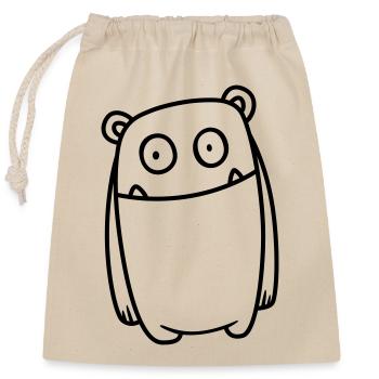 Monster Fröhlich – Lustiges Kawaii Comic Design - Verschließbarer Geschenkbeutel aus Baumwolle (25x30cm) - Natur - Vorne