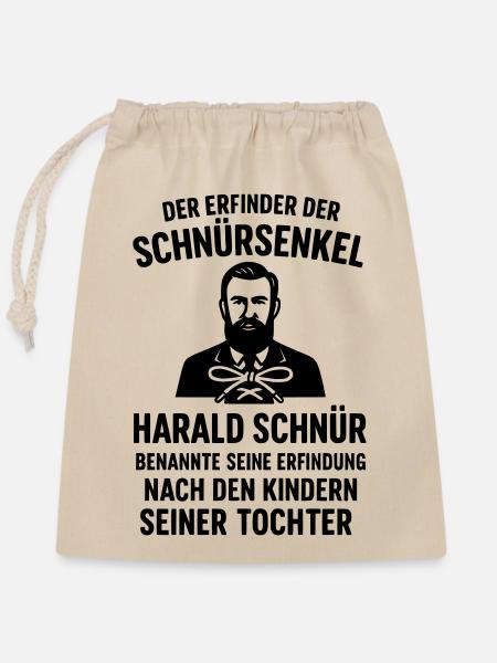 Schnürsenkel Erfinder Witziger Spruch - Verschließbarer Geschenkbeutel aus Baumwolle (25x30cm) - Natur