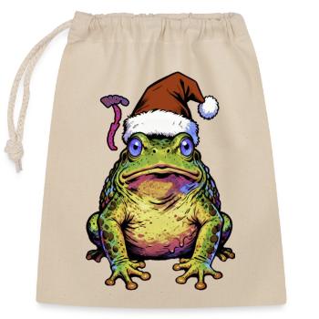 Grenouille au chapeau de Père Noël Pop Art - Sac cadeau en coton avec cordon (25 x 30 cm) - nature - Devant