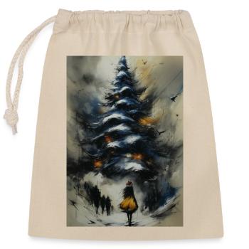 Winter path under the tree - Closable cotton gift bag (25x30cm) - nature - Front