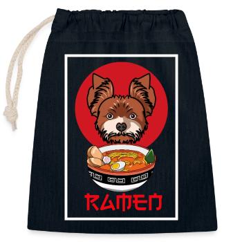Yorkshire Terrier Ramen Lustige Japanische Hundekunst - Verschließbarer Geschenkbeutel aus Baumwolle (25x30cm) - Navy - Vorne