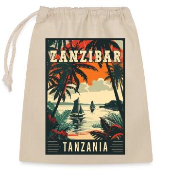 Tropical Zanzibar in Tanzania Vintage Travel Art - Verschließbarer Geschenkbeutel aus Baumwolle (25x30cm) - Natur - Vorne