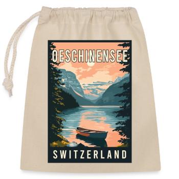 Explore Alpine Gem Oeschinensee in Switzerland - Closable cotton gift bag (25x30cm) - nature - Front