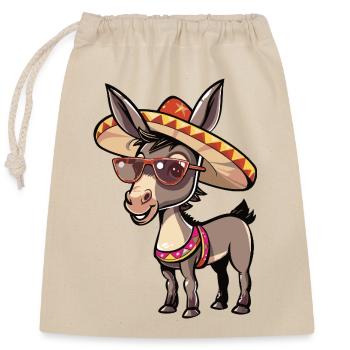 Esel Lustig Sombrero - Verschließbarer Geschenkbeutel aus Baumwolle (25x30cm) - Natur - Vorne