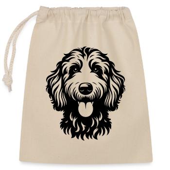 Tête de dessin Goldendoodle - Sac cadeau en coton avec cordon (25 x 30 cm) - nature - Devant