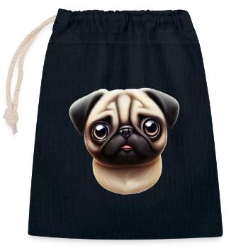 Kunstwerk im Mops-Stil - Verschließbarer Geschenkbeutel aus Baumwolle (25x30cm) - Navy - Vorne