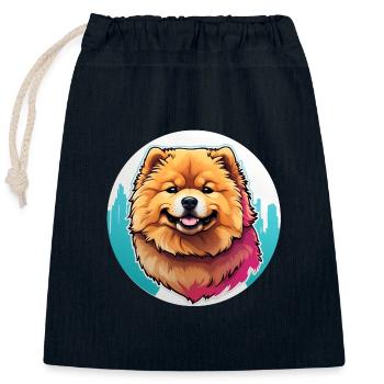 Chow Chow Portrait im Farbkreis - Verschließbarer Geschenkbeutel aus Baumwolle (25x30cm) - Navy - Vorne