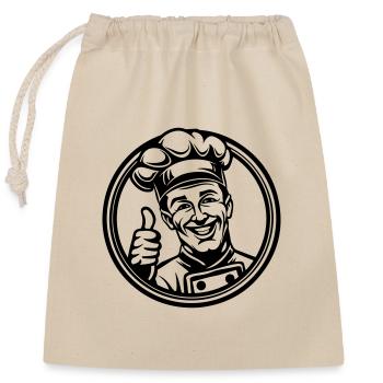 Happy Chef Daumen hoch - Verschließbarer Geschenkbeutel aus Baumwolle (25x30cm) - Natur - Vorne