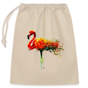 Watercolor Flamingo left - Closable cotton gift bag (25x30cm) - nature - Front