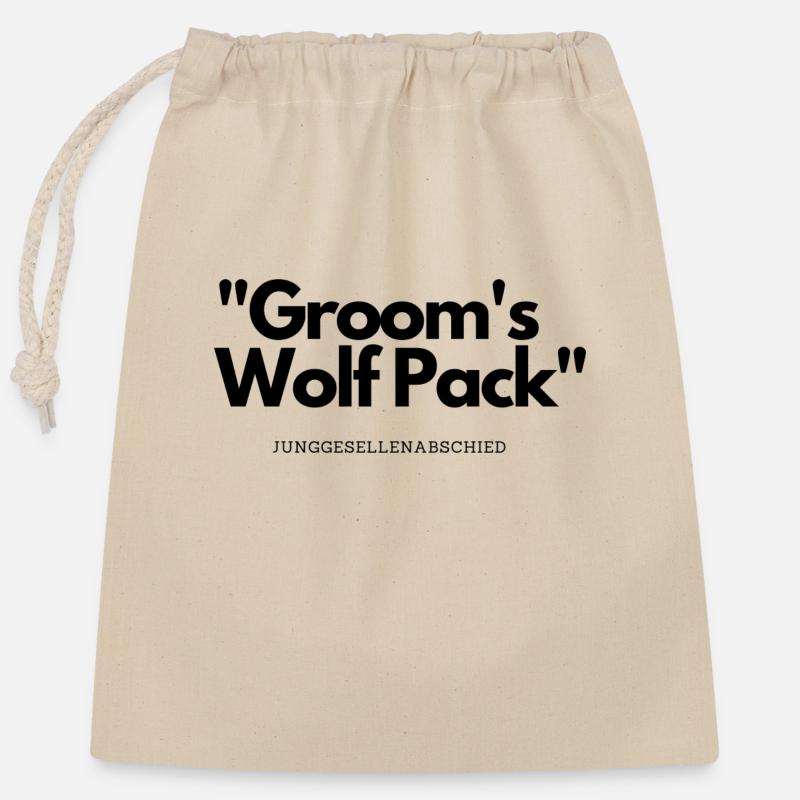 Groom´s Wolf Pack Junggesellenabschied - Verschließbarer Geschenkbeutel aus Baumwolle (25x30cm) - Natur