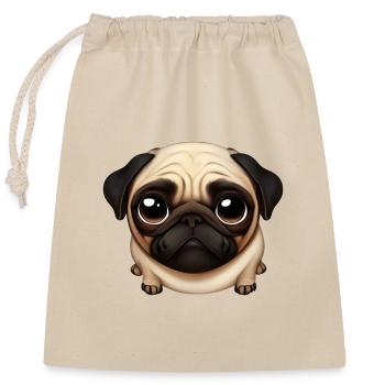 Pug Love Design - Sac cadeau en coton avec cordon (25 x 30 cm) - nature - Devant