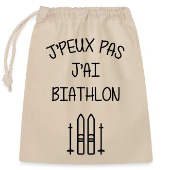 Biathlon / Biathlète / Ski de fond / Skier / Neige - Sac cadeau en coton avec cordon (25 x 30 cm) - nature - Devant