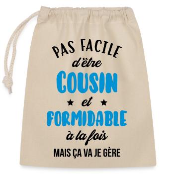 Cousin - Cousine - Famille - Naissance - Bébé - Closable cotton gift bag (25x30cm) - nature - Front