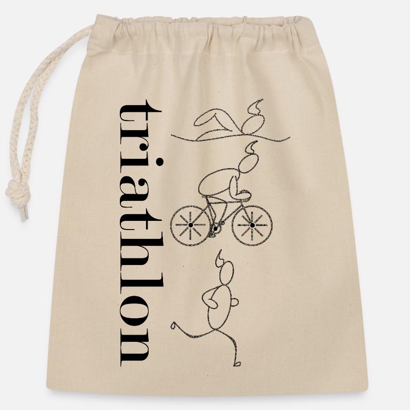 Triathlon - vertical - Sac cadeau en coton avec cordon (25 x 30 cm) - nature