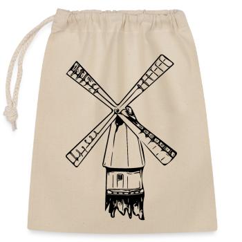 Vintage nostalgische Windmühle - Verschließbarer Geschenkbeutel aus Baumwolle (25x30cm) - Natur - Vorne