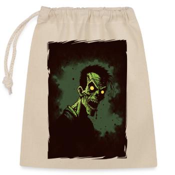 Zombie Illustration Minimalistisches Design - Verschließbarer Geschenkbeutel aus Baumwolle (25x30cm) - Natur - Vorne