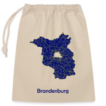 Karte Bundesland Brandenburg Straßenkarte - Verschließbarer Geschenkbeutel aus Baumwolle (25x30cm) - Natur - Vorne