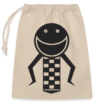 Laughing face - Closable cotton gift bag (25x30cm) - nature - Front