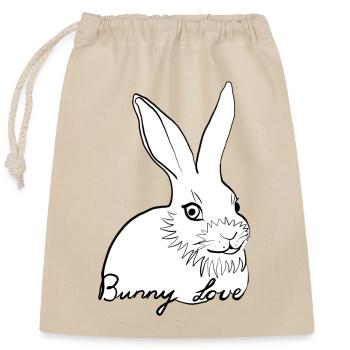 Amour de lapin - Sac cadeau en coton avec cordon (25 x 30 cm) - nature - Devant