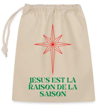 Weihnachtsstern mit religiösem Zitat - Verschließbarer Geschenkbeutel aus Baumwolle (25x30cm) - Natur - Vorne