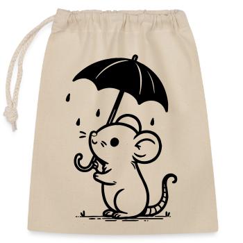 Maus - Verschließbarer Geschenkbeutel aus Baumwolle (25x30cm) - Natur - Vorne
