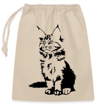 Maine Coon Cat - Closable cotton gift bag (25x30cm) - nature - Front