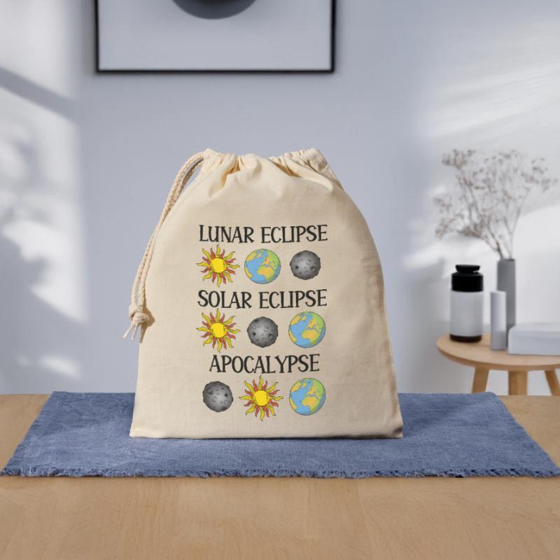 Lunar Eclipse Solar Eclipse Apocalypse Closable cotton gift bag (25x30cm)