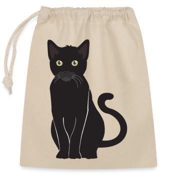Schwarze Katze Glücksbringer wachsamer Blick - Verschließbarer Geschenkbeutel aus Baumwolle (25x30cm) - Natur - Vorne