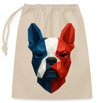 French Bulldog Blue White Red - Closable cotton gift bag (25x30cm) - nature - Front