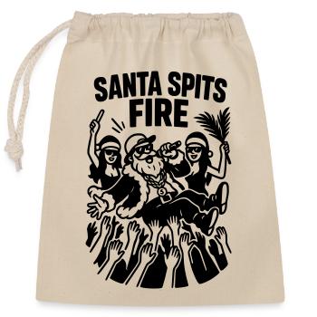 Père Noël Père Noël Rap Drôle Crachats Feu - Sac cadeau en coton avec cordon (25 x 30 cm) - nature - Devant