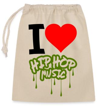 I Love Hip Hop Music - Closable cotton gift bag (25x30cm) - nature - Front