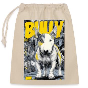 Bull Terrier – Chien des rues urbain dans le style BD - Sac cadeau en coton avec cordon (25 x 30 cm) - nature - Devant