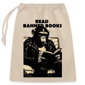 Read Banned Books Chimp - Closable cotton gift bag (25x30cm) - nature - Front