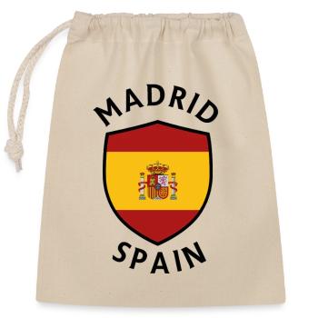 Madrider Schild mit spanischer Flagge - Verschließbarer Geschenkbeutel aus Baumwolle (25x30cm) - Natur - Vorne