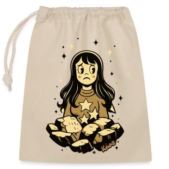 Fille étoilée mélancolique avec des pierres - Sac cadeau en coton avec cordon (25 x 30 cm) - nature - Devant