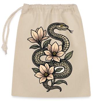 Snake Blossoms Magnolia - Closable cotton gift bag (25x30cm) - nature - Front