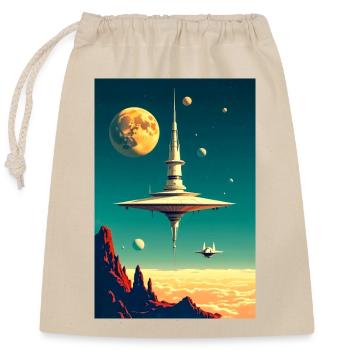 Städte beginnen über die Zukunft der Wolken zu schweben - Verschließbarer Geschenkbeutel aus Baumwolle (25x30cm) - Natur - Vorne