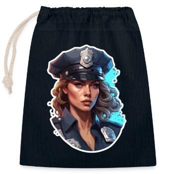 Police / Operations / Profession / Job / Emergency Forces - Closable cotton gift bag (25x30cm) - navy - Front