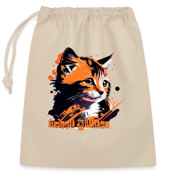 Petit chaton, chat tigré - Sac cadeau en coton avec cordon (25 x 30 cm) - nature - Devant