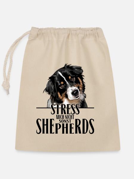 AUSTRALIAN SHEPHERD Spruch Wilsigns Aussie - Verschließbarer Geschenkbeutel aus Baumwolle (25x30cm) - Natur