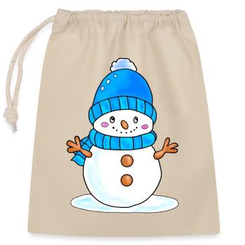 Bonhomme de neige - Sac cadeau en coton avec cordon (25 x 30 cm) - nature - Devant