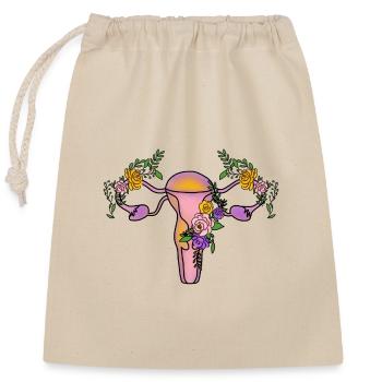 Blumiger Uterus - Verschließbarer Geschenkbeutel aus Baumwolle (25x30cm) - Natur - Vorne
