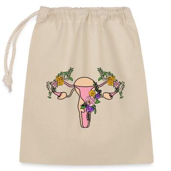 Blumiger Uterus Natural - Verschließbarer Geschenkbeutel aus Baumwolle (25x30cm) - Natur - Vorne