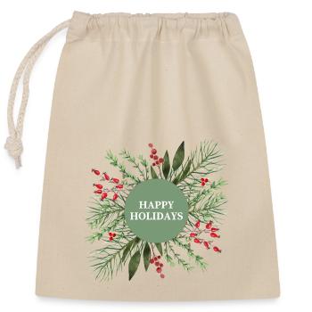 Happy Holidays - Verschließbarer Geschenkbeutel aus Baumwolle (25x30cm) - Natur - Vorne