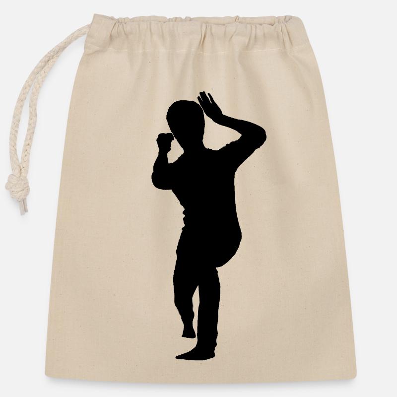 Bruce Lee Shadow Biu Da - Sac cadeau en coton avec cordon (25 x 30 cm) - nature