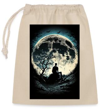 A man facing the moon - Closable cotton gift bag (25x30cm) - nature - Front